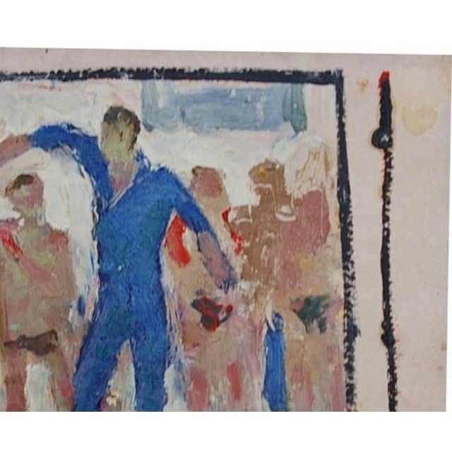 Campaign 1970s Soviet Swimming Oil Painting, Socialist Realism, Ukrainian Art 35-34 For Sale - Image 3 of 6