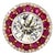 3.79 Carat Round Brilliant Cut Diamond Ruby Gold Ring, Size 6.5 For Sale