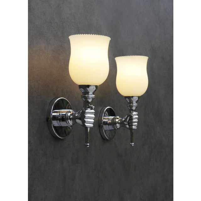 Vintage French Torchère Wall Lights by André Arbus, 1960, Set of 2 For Sale - Image 4 of 6