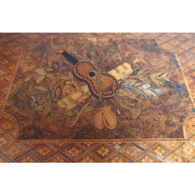 19th Century Marquetry Center Table For Sale - Image 9 of 11
