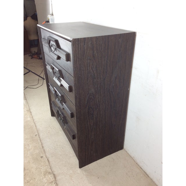 Mid Century Modern Four Drawer Highboy Dresser With Black Stained Finish For Sale In Philadelphia - Image 6 of 17