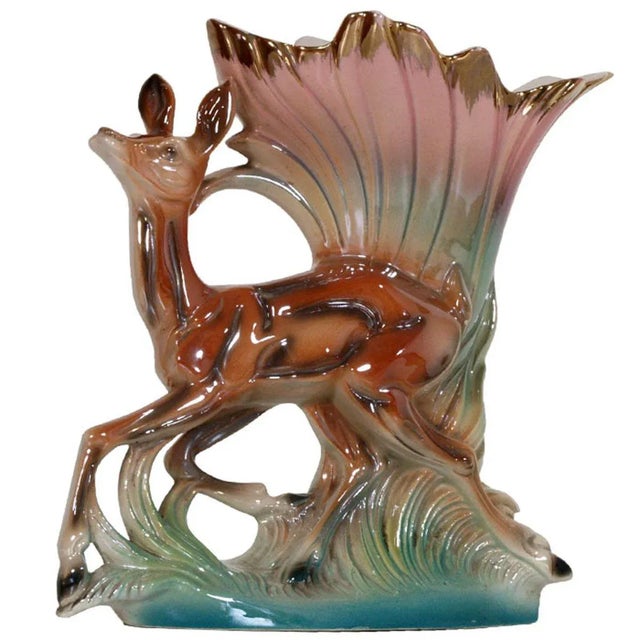 Art Deco Porcelain Centerpiece Vase from SICAS Sesto Fiorentino, 1950s For Sale - Image 4 of 4