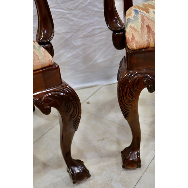 Late 20th Century Late 20th Century Chippendale Hand Carved Mahogany Dining Chairs -Set of 8 For Sale - Image 5 of 7