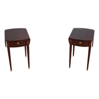 Pair of Baker Mahogany Drop Leaf Pembroke Tables For Sale