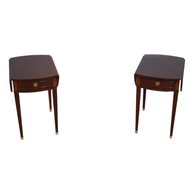Pair of Baker Mahogany Drop Leaf Pembroke Tables For Sale