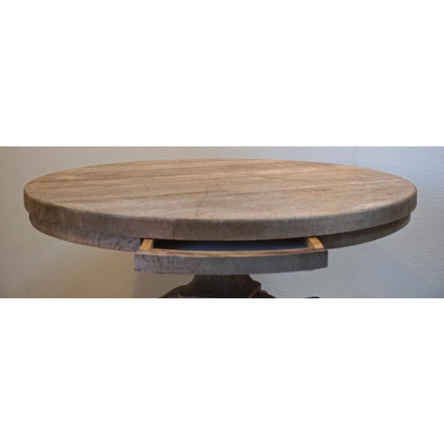 40" Round Wood Pedestal Base Farmhouse Coffee Table With ...