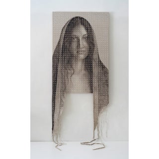 Roma by Kit King | Oil and acrylic on clear gessoed linen portrait of a woman with a veil For Sale