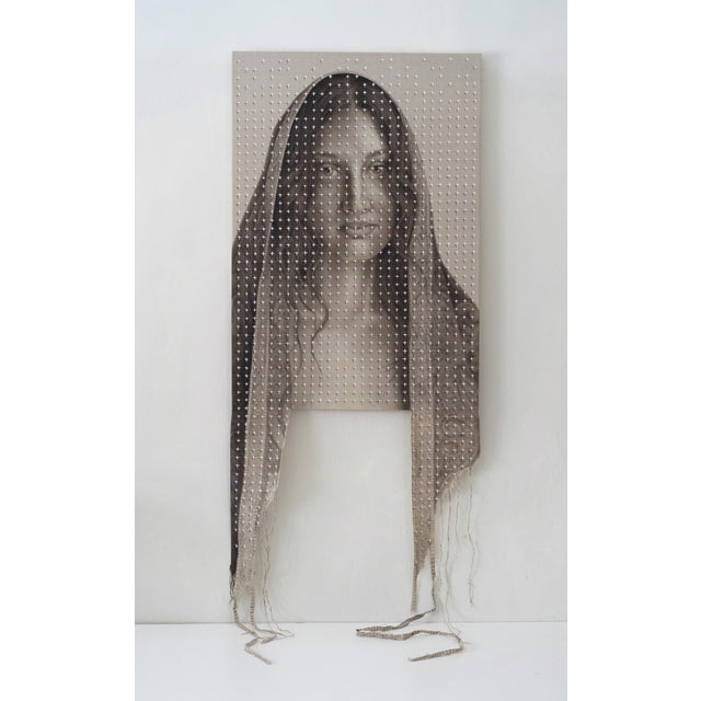 Roma by Kit King | Oil and acrylic on clear gessoed linen portrait of a woman with a veil For Sale