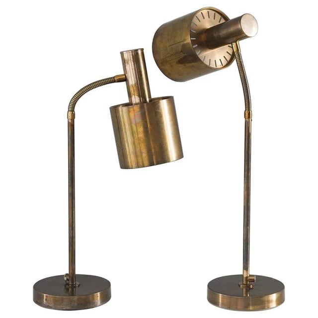 Mid-Century Scandinavian Table Lamps in Brass Attributed to Crafts Tyringe, 1960s, Set of 2 For Sale - Image 11 of 11