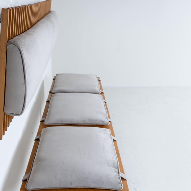 Textile Wooden Bench with Velvet Cushions and Backrest, 1960 For Sale - Image 7 of 14