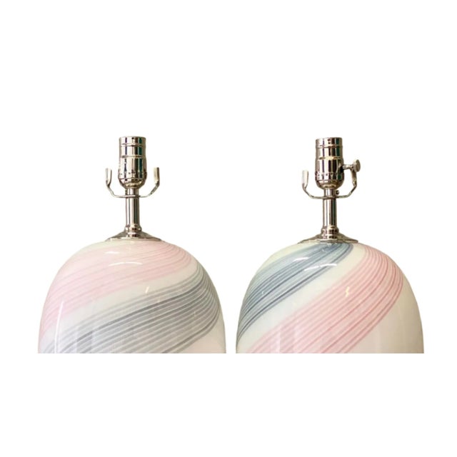 Vintage Regency Swirl Murano Glass Lamps For Sale - Image 9 of 12
