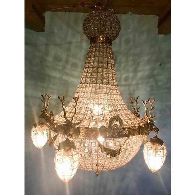 Vintage French Gold Bronze Deer Chandelier - 1 Pc For Sale - Image 11 of 11
