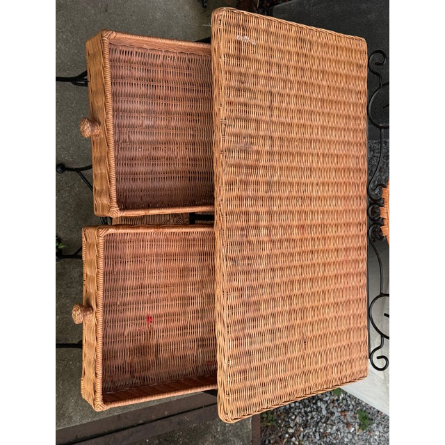 Rattan and Wrought Iron Vanity Table with Mirror and Bench, 1960s, Set of 2 For Sale - Image 18 of 18
