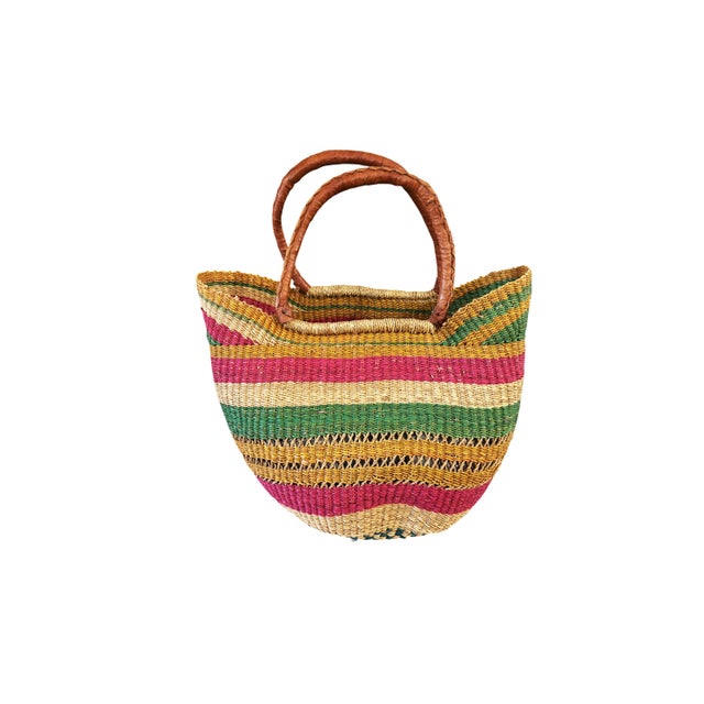 2000 - 2009 Large African Ghanian Bolga Basket 19" H by 18" W For Sale - Image 5 of 6
