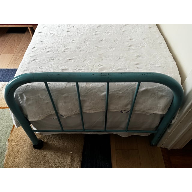 Mid 20th Century Twin Metal Bed Frame-Tal/Turqoise For Sale In Atlanta - Image 6 of 10