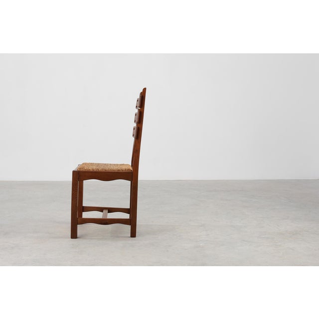 Mid-Century Modern Mid-Century Modern Belgian Chair in Oak and Wicker, 1960s For Sale - Image 3 of 18