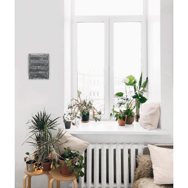 Black Gerhard Richter's Dream - Contemporary Minimalist Mixed-Media Painting Thick Texture Impasto Sculptural Original Wall Artwork by Len Klikunas For Sale - Image 8 of 9