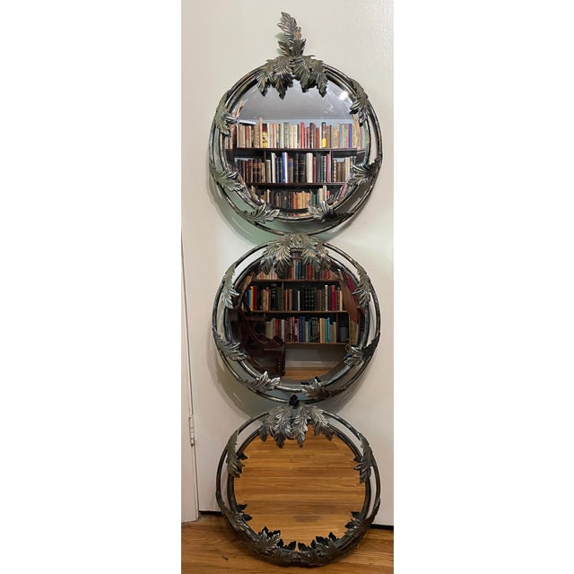 Vintage antique style cast iron triple wall mirror from the late 20th century, by the well known designer John Richard. It...