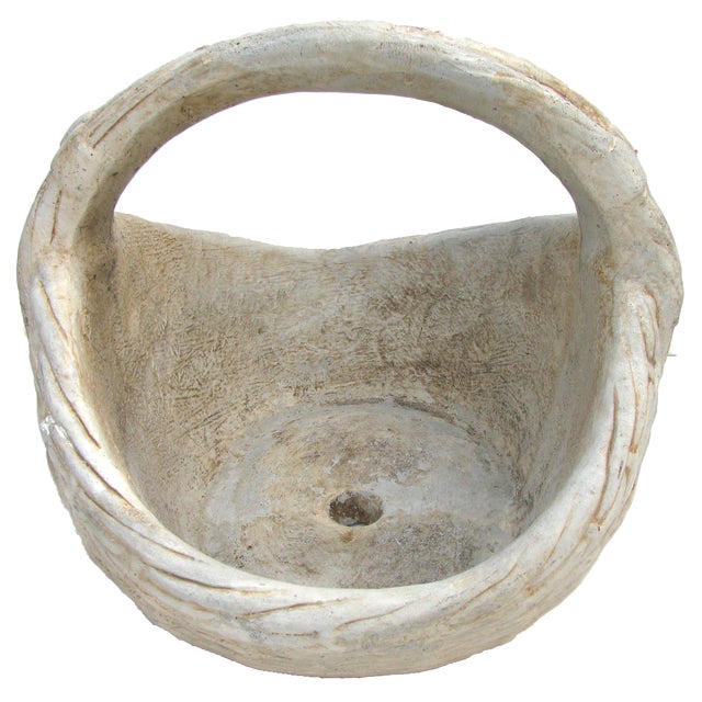 Vintage Concrete Basket Garden Planter Chairish
