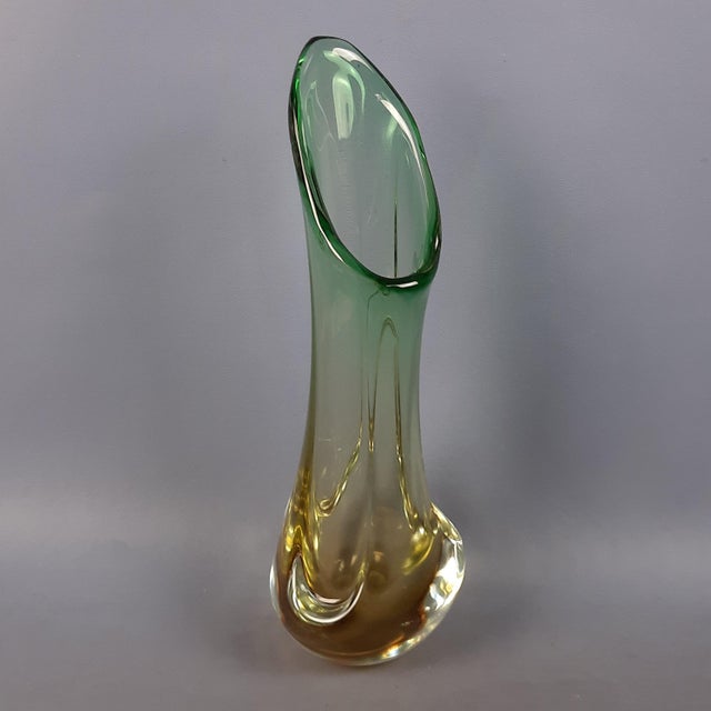 Amber Green Sommerso Murano Glass Vase by Murano for Murano, 1970s For Sale - Image 16 of 16