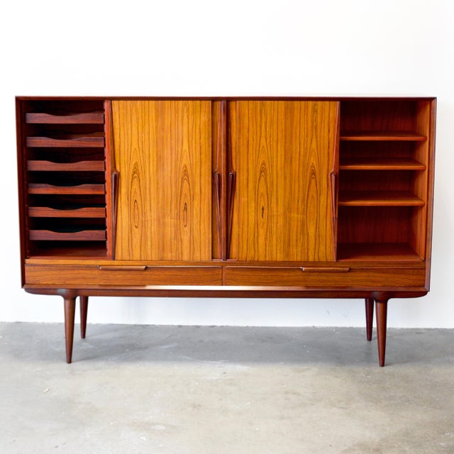 Mid-Century Modern Omann Jun. Model #13 Danish Rosewood Highboard Designed by Gunni Omann For Sale - Image 3 of 18