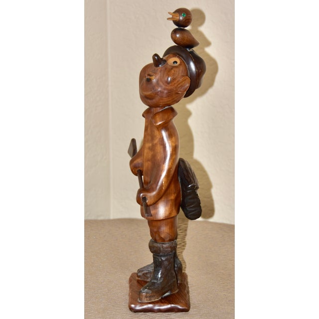 1960s Dolfi Italian Hand Carved Wooden Duck Hunter Folk-Art Sculpture For Sale - Image 5 of 10