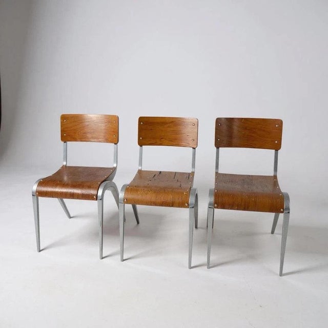 Small Mid-Century Stacking Dining Chairs from James Leonard, 1950s, Set of 3 For Sale - Image 6 of 6