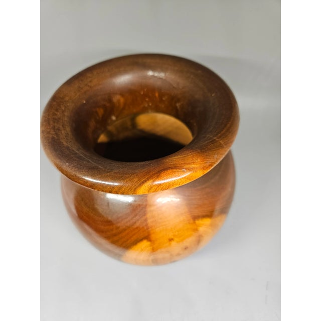 Vintage Hand Turned Natural Wood Vase For Sale - Image 4 of 5