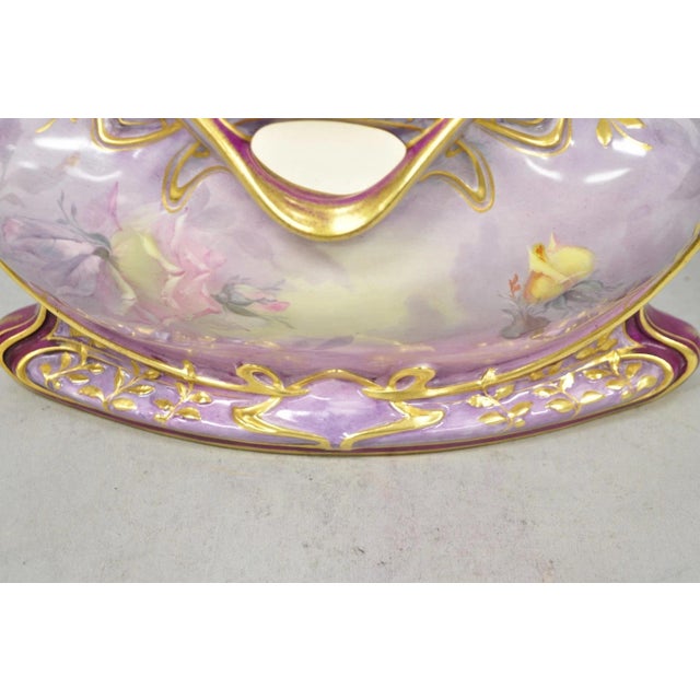 Antique Franz Anton Mehlem Royal Bonn Germany Art Nouveau Purple Jardinière Vase For Sale - Image 12 of 17