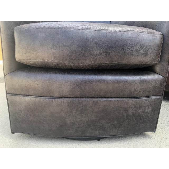 Arhaus Leather Swivel Chairs A Pair Chairish