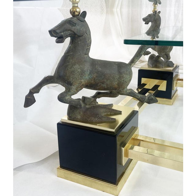 Metal Large Octagonal Glass Coffee Table attributed to Maison Charles for Horse of Gansu, China, 1970s For Sale - Image 7 of 17