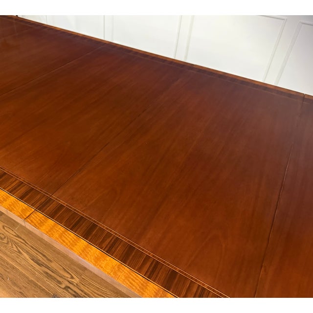Traditional Multi-Banded Mahogany Dining Table by Leighton Hall - Showroom Sample For Sale - Image 10 of 18