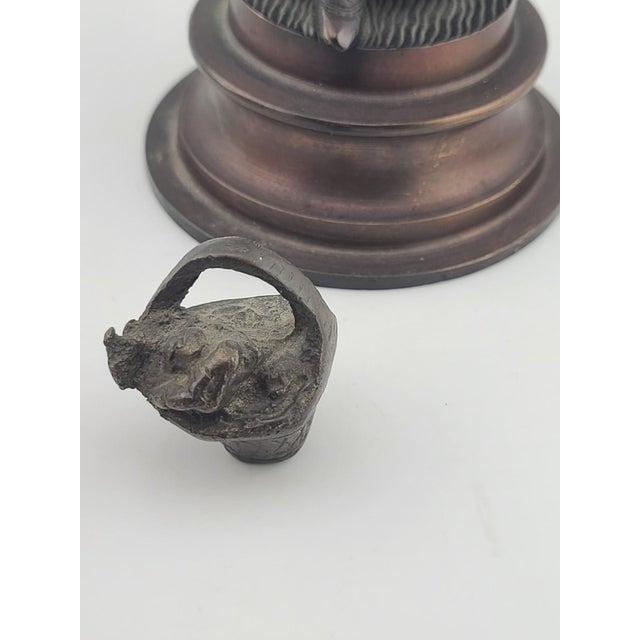 Antique French Bronze Peasant Girl Figurine c.1900 Art Nouveau 8” Statue For Sale - Image 11 of 15