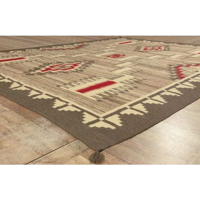 Textile Southwest Modern Navajo-Style Kilim Rug With Storm Pattern - 09'04 X 11'07 For Sale - Image 7 of 9