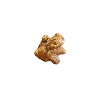Gold Plated Bronze Frog, Perfect Paperweight or Coffee Table, 2.5” High For Sale