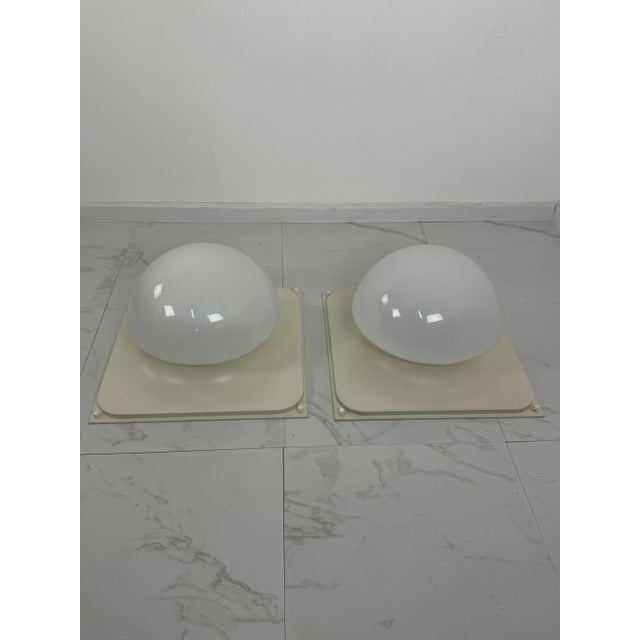 White Large Space Age Ceiling Lamps, 1970s, Set of 2 For Sale - Image 8 of 12