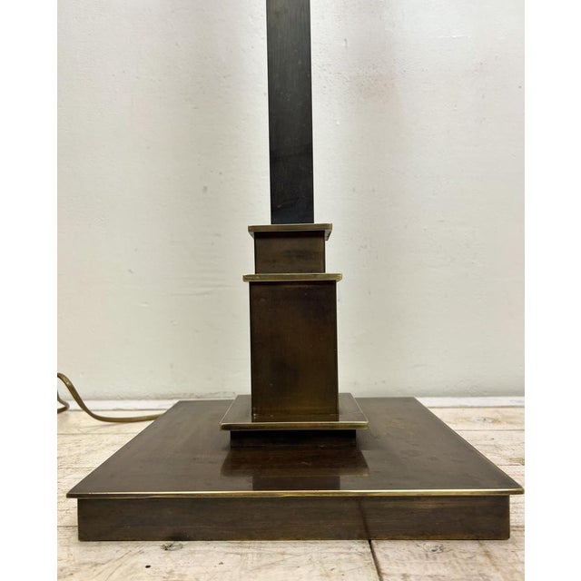 Metal Art Deco Brass Floor Lamp with Geometric Accents, 1950s For Sale - Image 7 of 15