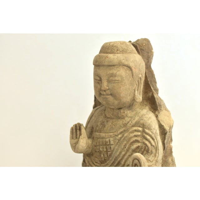 19th Century Solid Stone Young Buddha Shakyamuni 23 Lb For Sale - Image 13 of 16