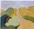 Abstract impressionist landscape of a seaside pathway expressed with playful strokes of ochre, tan, yellow, gold, olive,...