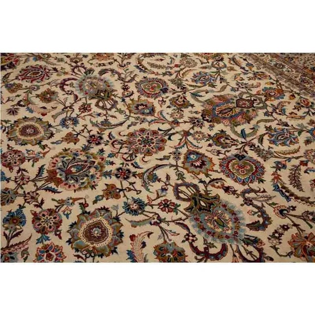 Beige 1960s Old Persian Kashan Rug 13’0″ X 16’3″ For Sale - Image 8 of 11