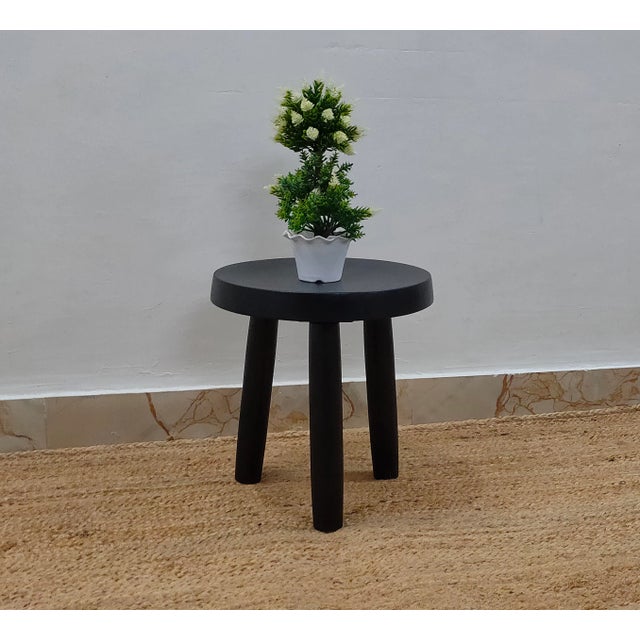 Wood Wooden Handcrafted Mid Century Small Solid Wood Milking Stool For Sale - Image 7 of 10