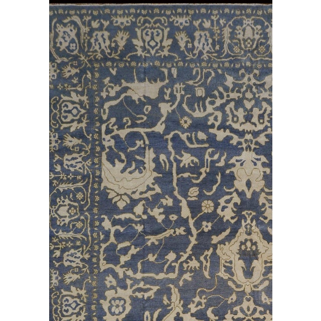 Afghan Sultanabad Wool 10 x 14 Blue & Ivory Handmade Area Rug #1143545