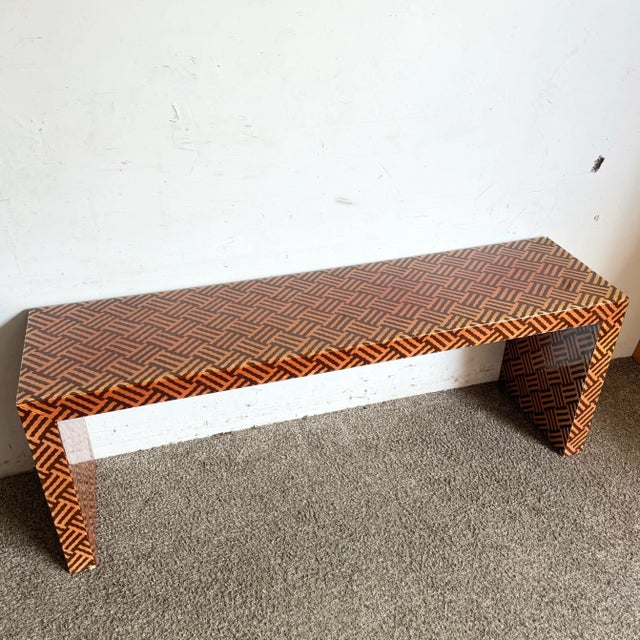 This Vintage Retro Console Table adds a touch of bold pattern and texture to any space. Crafted with a unique plastic...