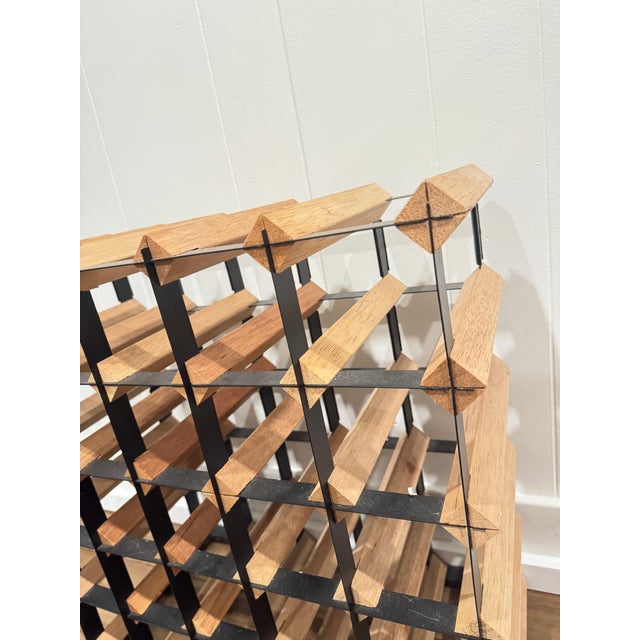 Modern Late 20th Century Modern Wood & Metal Grid Wine Rack | Holds 30 Bottles For Sale - Image 3 of 8
