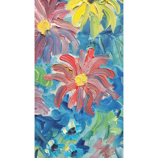 Fernand Rolland, Bouquet of Dahlias, 1961, Oil on Canvas, Framed For Sale - Image 3 of 9