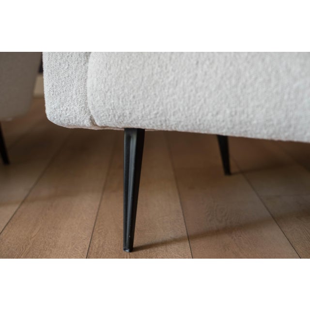 Textile Mid Century Modern Bouclé French Club Lounge Chairs by Beka, 1950's For Sale - Image 7 of 14