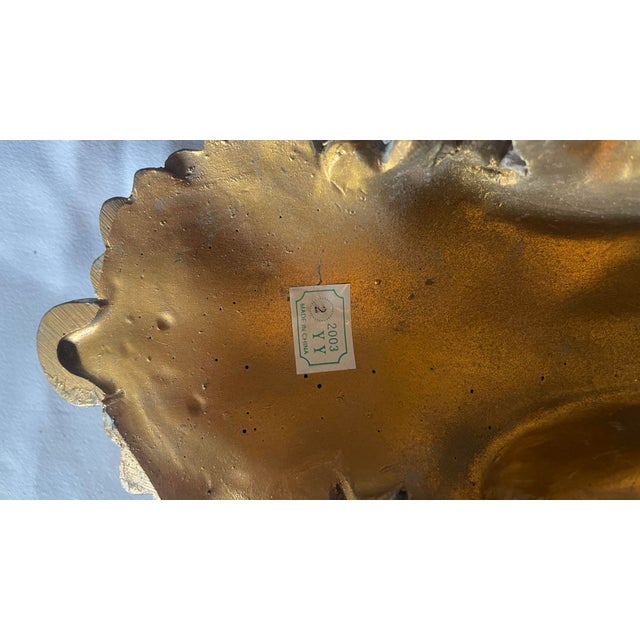 Hollywood Regency Vintage Ornate Faux Gold Giltwood Wall Sconces For Sale - Image 3 of 6