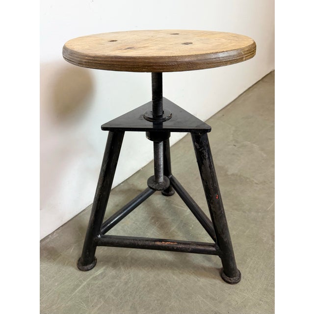 Wood Industrial Workshop Swivel Stool, 1960s For Sale - Image 7 of 13