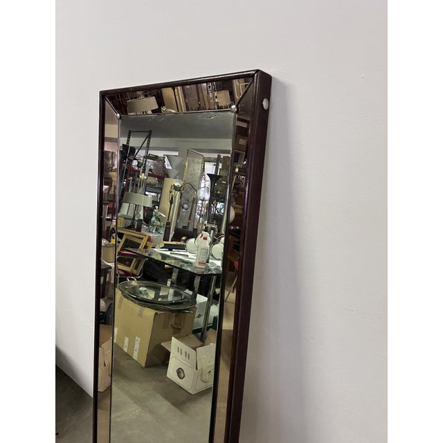 Glass Mirror with Brown Frame, 1950s For Sale - Image 3 of 6