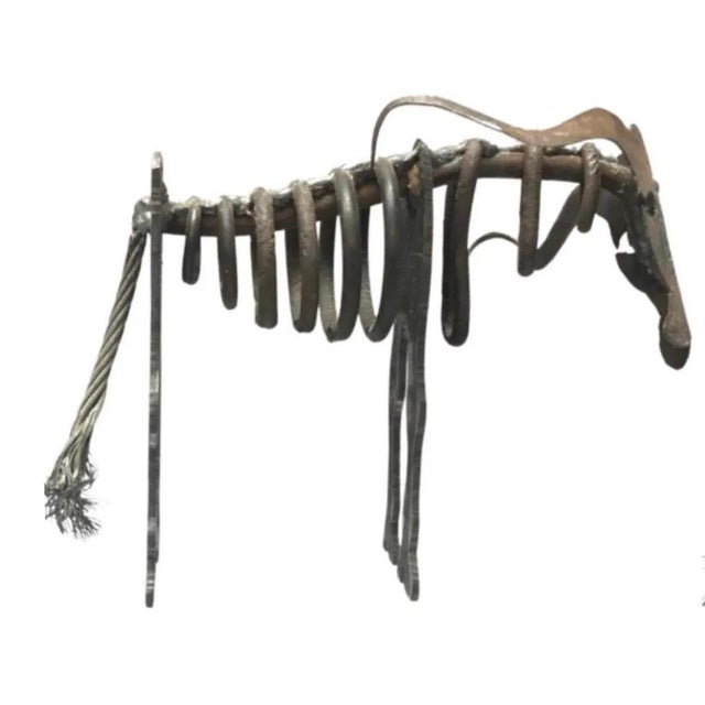 Vintage. Artisan made, Torch Cut, Heavy Gauge, Coiled Steel, Brutalist Bull Sculpture. Longhorn Bull with an industrial,...